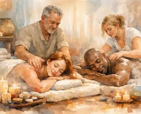 Massage tantrique couple en séance duo