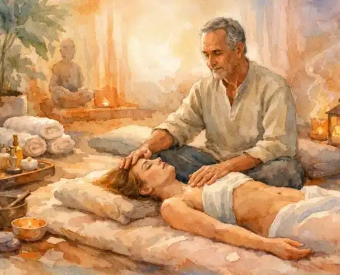 Respiration pendant massage tantrique cachemirien